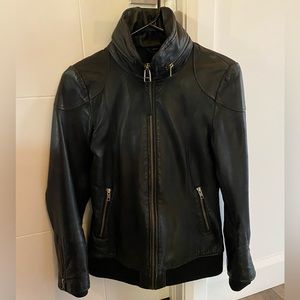 SOLD Mackage black leather coat xs